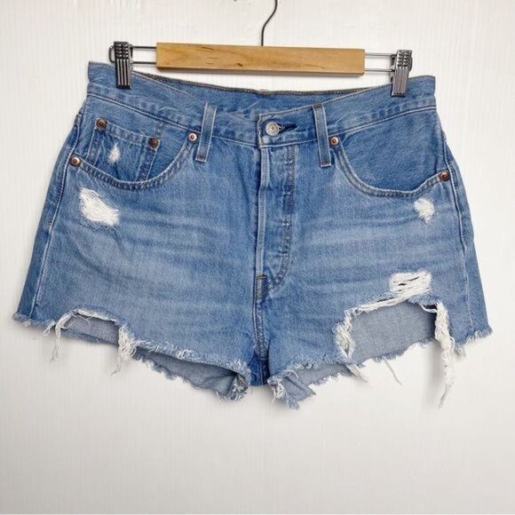 Levi's 501  high rise distressed shorts Sansome Straggler size 29 - Picture 10 of 10